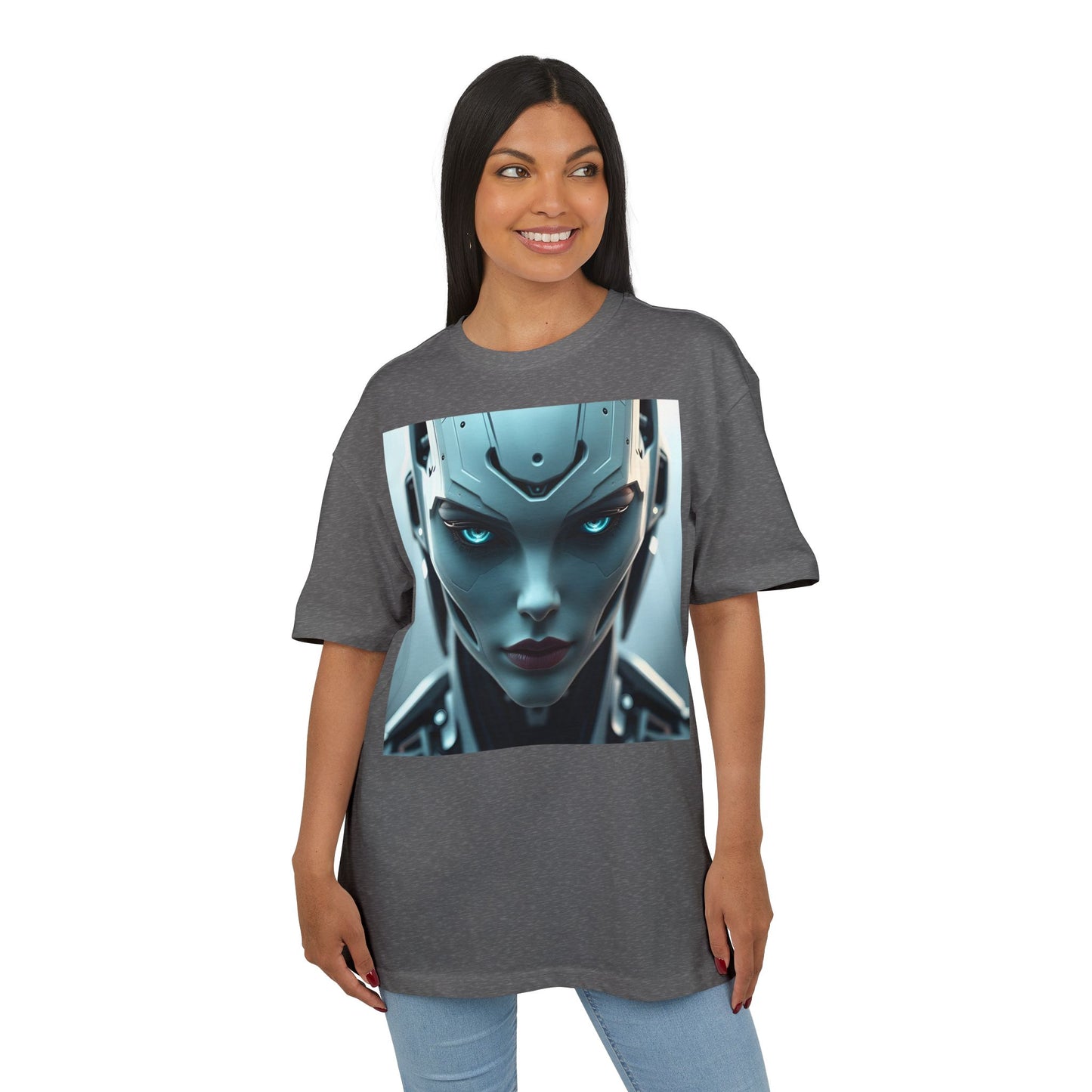 Futuristic Robot Oversize Tee, Cyberpunk Fashion, Unisex Graphic T-Shirt, Tech-Inspired Apparel, Unique Gift for Geeks