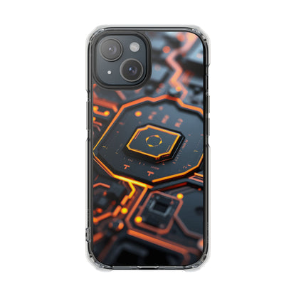 Futuristic Magnetic Phone Case, Clear Impact Case, Stylish Tech Accessory, Gifts for Tech Enthusiasts, Unique Phone Cover