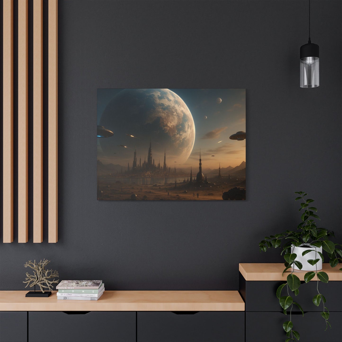 Stretched Canvas Art Print, Sci-Fi Landscape Decor, Galaxy Wall Art, Unique Home Decoration, Gift for Space Lovers