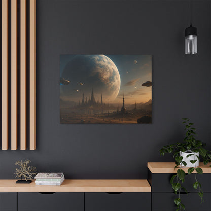 Stretched Canvas Art Print, Sci-Fi Landscape Decor, Galaxy Wall Art, Unique Home Decoration, Gift for Space Lovers