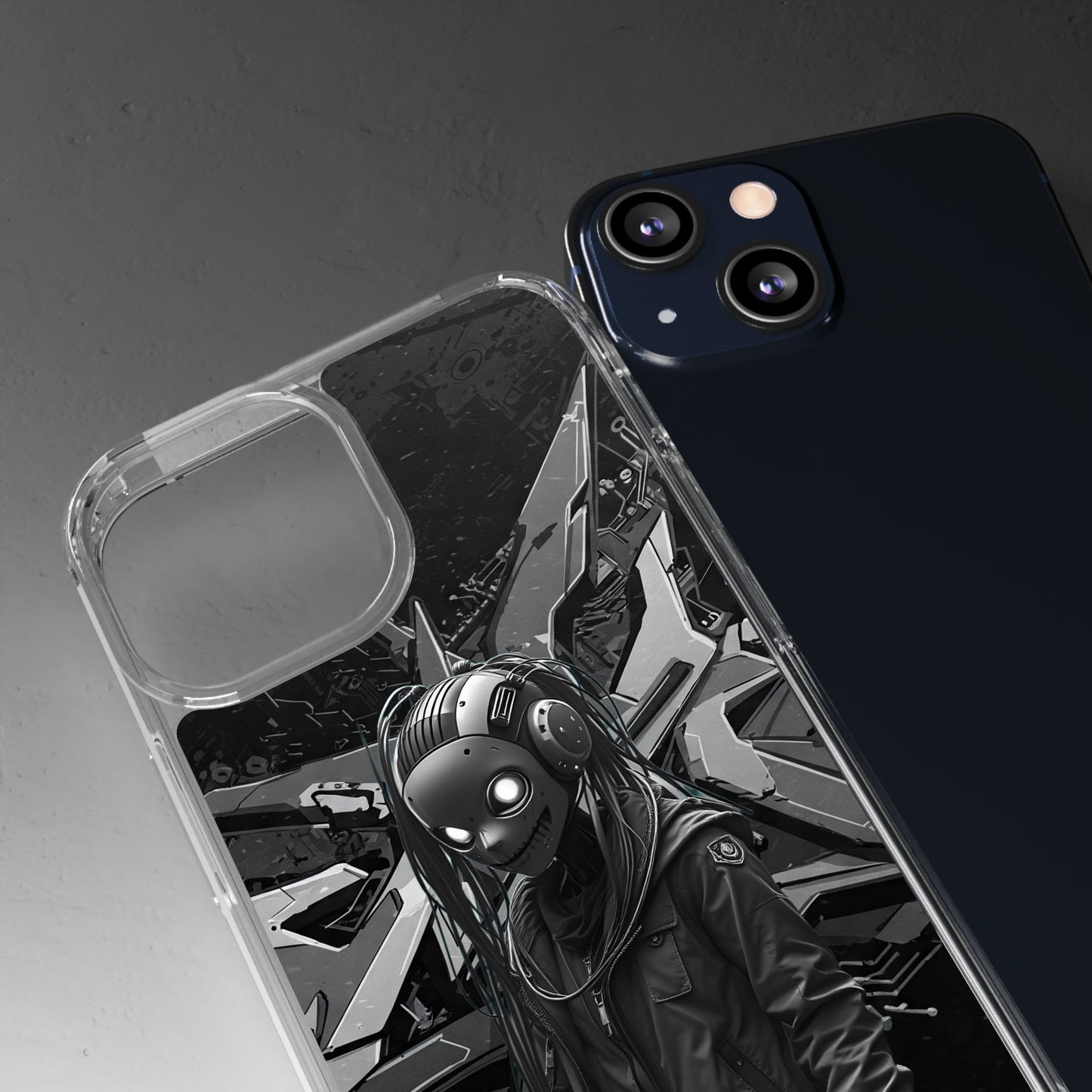 Anime-Inspired Clear Phone Case - Edgy Streetwear Style