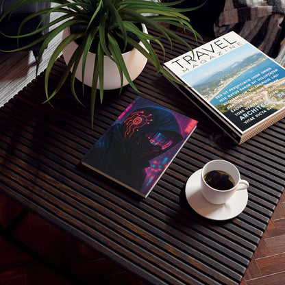 Cyberpunk Hard Backed Journal, Neon Aesthetic Notebook, Gift for Artists, Sci-Fi Inspiration, Creative Writing