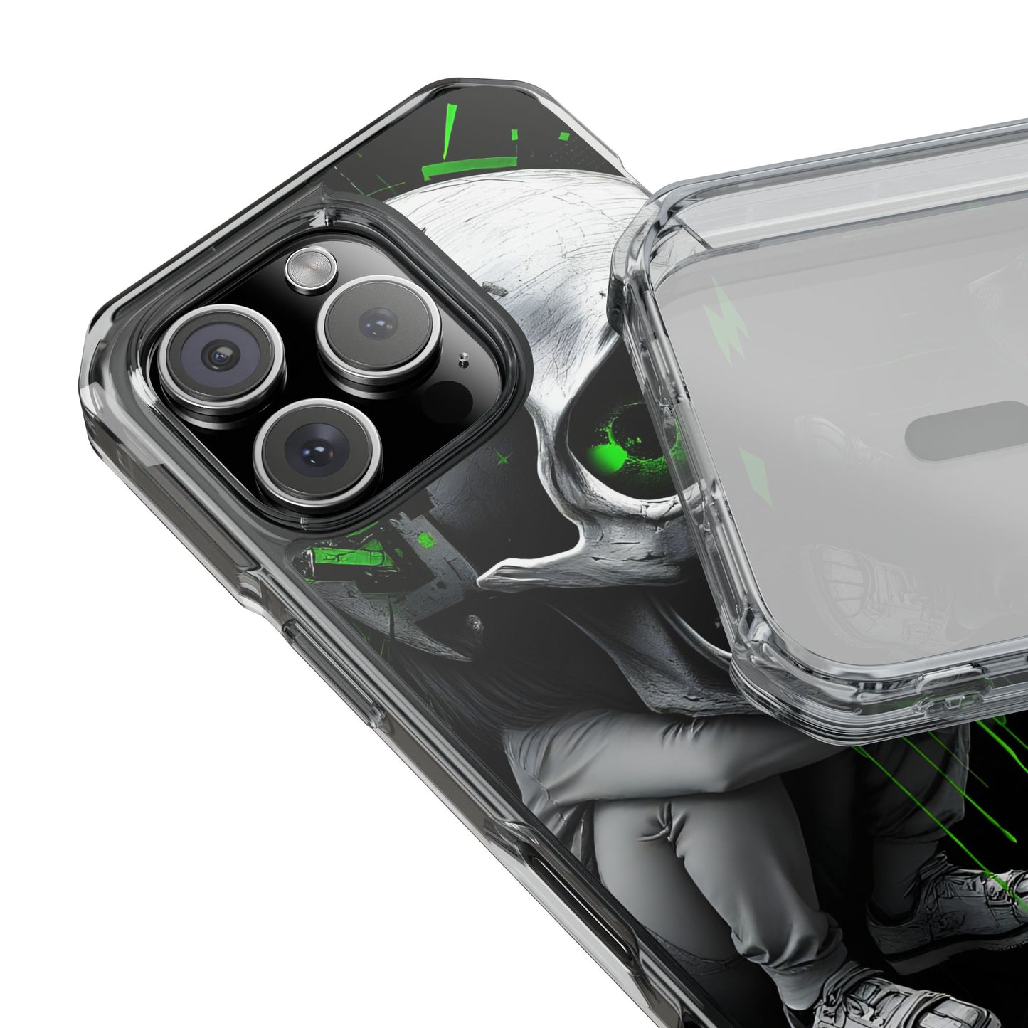 Edgy Skull Phone Case - Magnetic Clear Impact Cases, Unique Phone Cover, Goth Accessory, Halloween Gift, Stylish Tech Protection