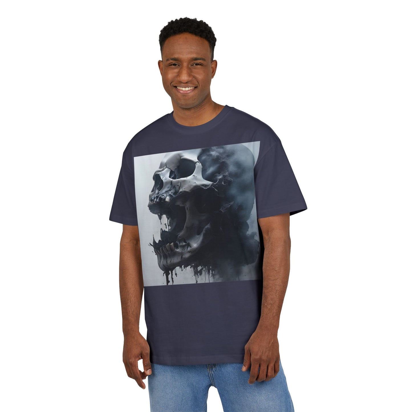 Gothic Skull Oversized Tee | Unisex, Grunge Fashion, Halloween Shirt, Dark Aesthetic, Casual Wear