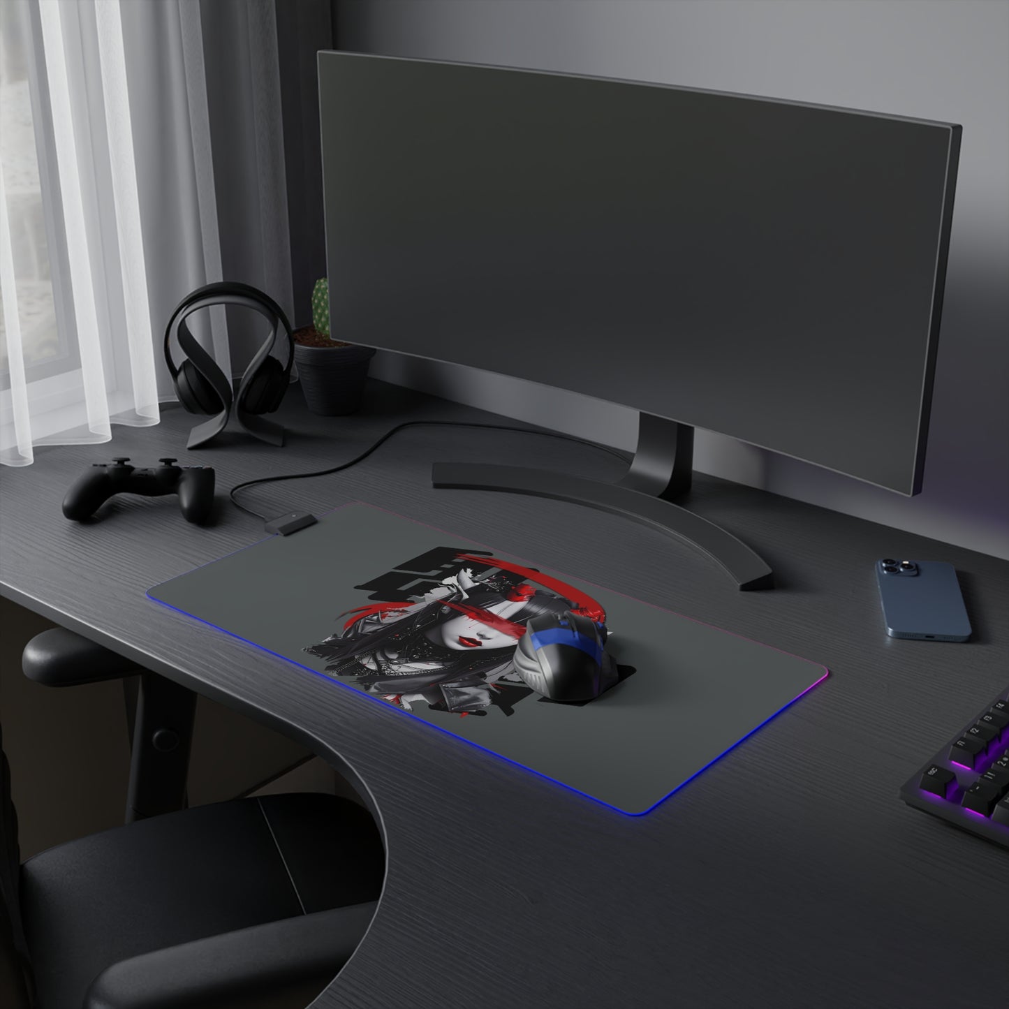 LED Gaming Mouse Pad, Anime Mousemat, RGB Desk Decor, Gamer Gift, Computer Accessory, Gaming Setup