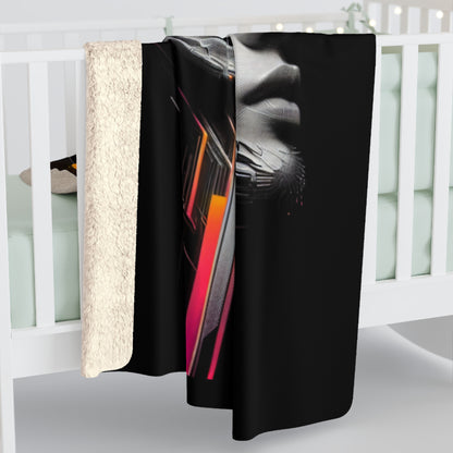 Modern Sherpa Fleece Blanket - Abstract Portrait Design for Cozy Home Decor