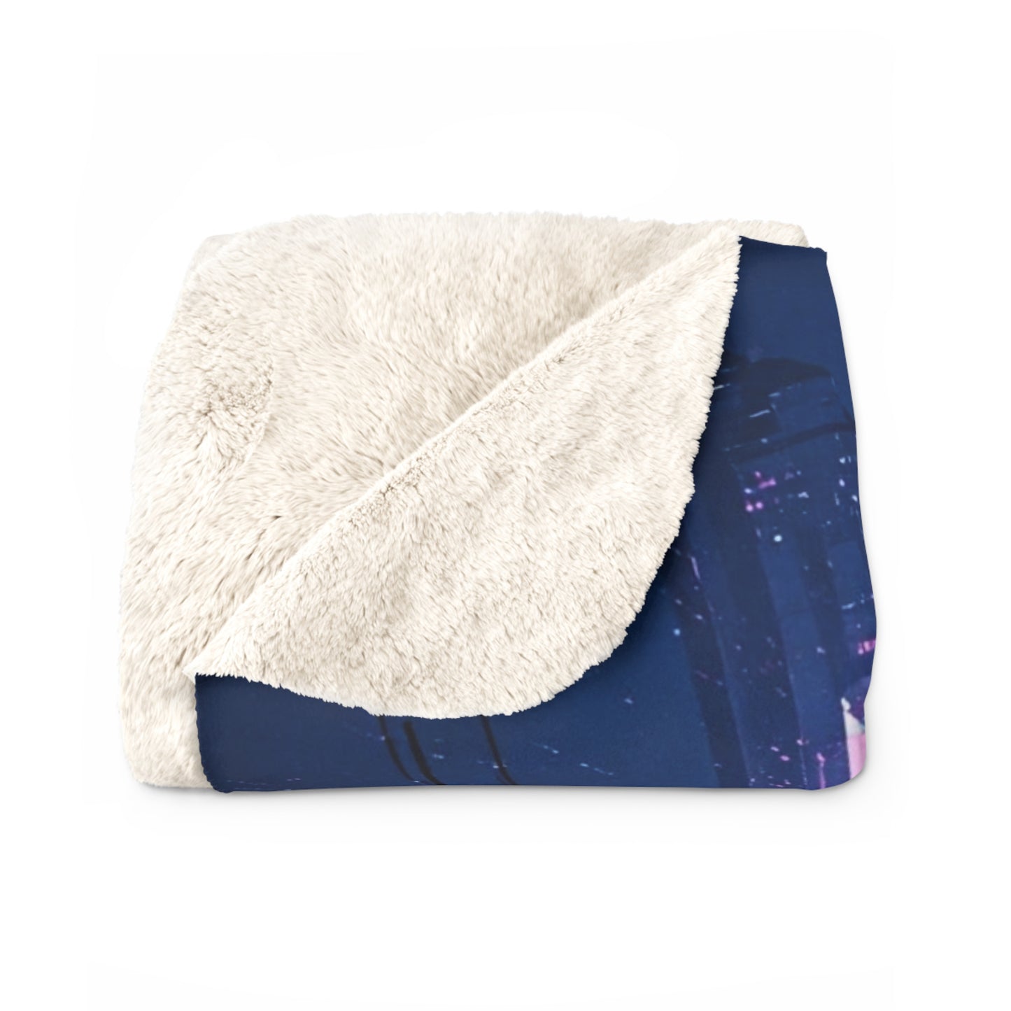 Futuristic Sherpa Fleece Blanket - Cozy Cyberpunk Decor for Home