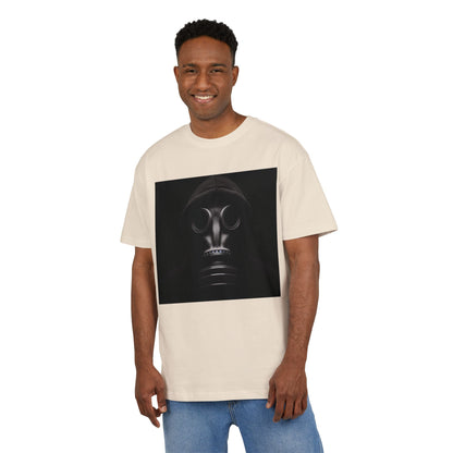 Unisex Heavy Oversize Tee with Bold Gas Mask Design, Streetwear, Artistic Tee, Gift for Trendsetters, Casual Wear, Grunge Fashion