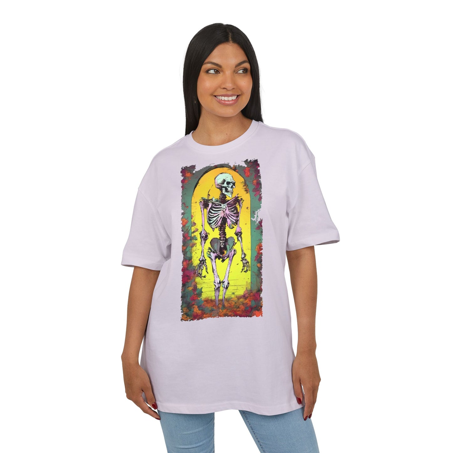 Skeleton Graphic Oversize Tee - Unisex Halloween Shirt, Comfortable Casual Wear, Spooky Vibes, Perfect for Parties and Everyday