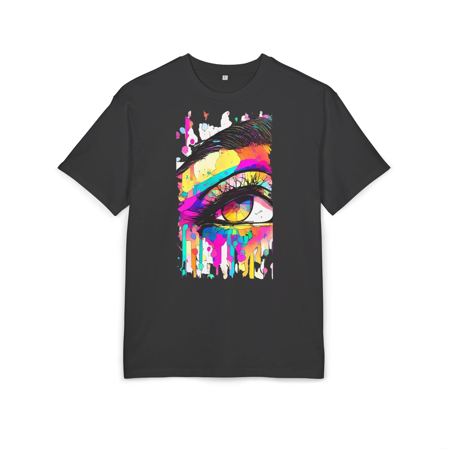 Vibrant Eye Art Oversized Tee, Unisex Heavy Tee for Creative Souls, Art Lovers Gift, Colorful Graphic Shirt, Festival Attire