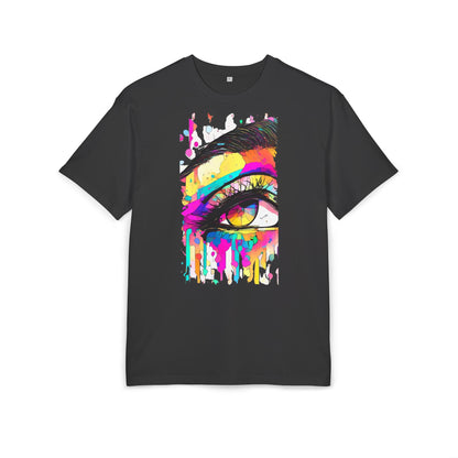 Vibrant Eye Art Oversized Tee, Unisex Heavy Tee for Creative Souls, Art Lovers Gift, Colorful Graphic Shirt, Festival Attire