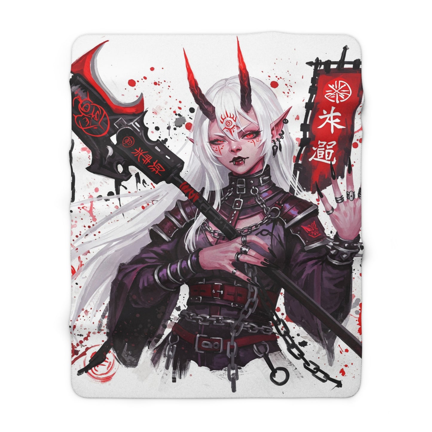 Demonic Art Sherpa Fleece Blanket - Cozy and Unique Gift for Anime Lovers