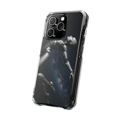 Futuristic Phone Case, Artistic Clear Impact Case for Tech Lovers, Robot Design Phone Cover, Unique Gift for Geeks, Space Theme