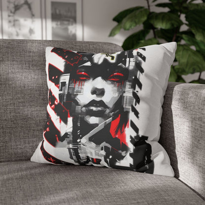 Bold Graphic Pillowcase, Unique Decorative Cushion Cover for Modern Home, Cyberpunk Art Decor, Gift for Art Lovers, Stylish Throw Pillow