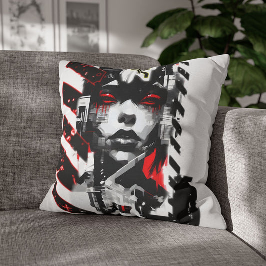 Bold Graphic Pillowcase, Unique Decorative Cushion Cover for Modern Home, Cyberpunk Art Decor, Gift for Art Lovers, Stylish Throw Pillow