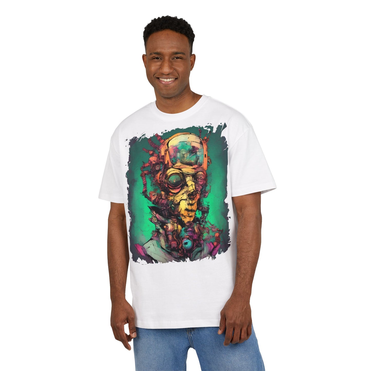 Artistic Oversize Tee Featuring Abstract Portrait, Unisex T-Shirt, Cool Graphic Tee, Streetwear Style, Unique Gifts for Art Lovers