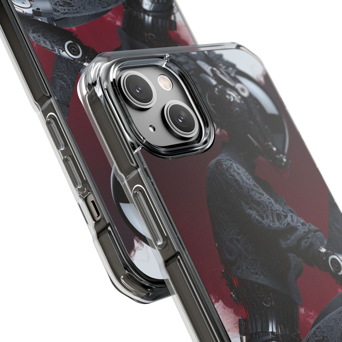Cyber Design Magnetic Phone Case, Clear Mobile Cover, Gothic Style, Halloween Gift, Celestial Protection Accessory