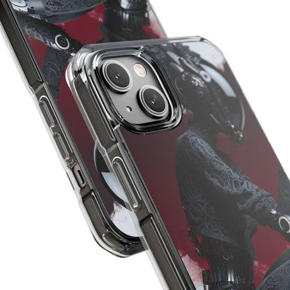 Cyber Design Magnetic Phone Case, Clear Mobile Cover, Gothic Style, Halloween Gift, Celestial Protection Accessory