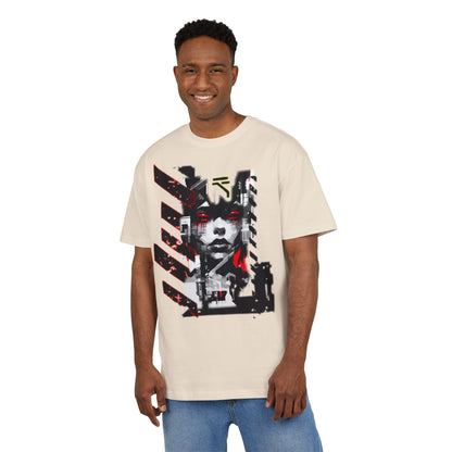 Unisex Heavy Oversize Tee with Urban Art Design - Streetwear Style Tee