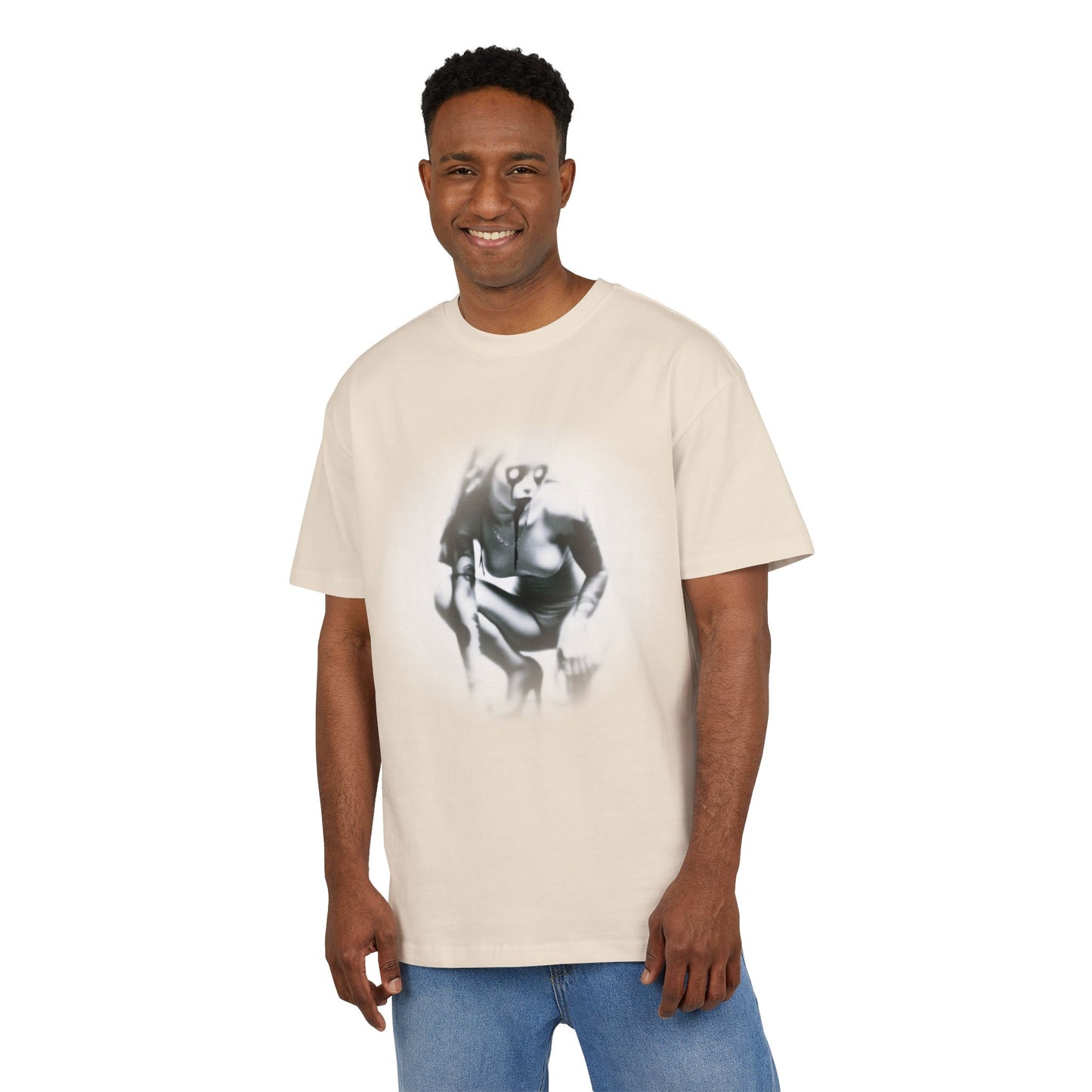 Stylish Unisex Heavy Oversize Tee with Artistic Graphic - Horror Design