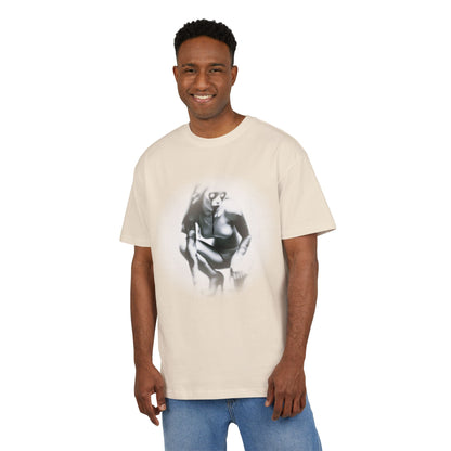 Stylish Unisex Heavy Oversize Tee with Artistic Graphic - Horror Design
