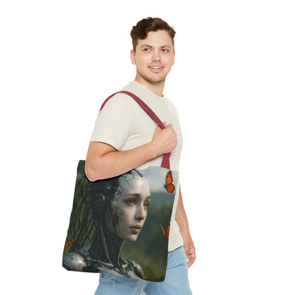 Futuristic Nature-Inspired Tote Bag, Eco-Friendly Bag, Gift for Tech Lovers, Reusable Shopping Bag, Art Tote for Nature Enthusiasts