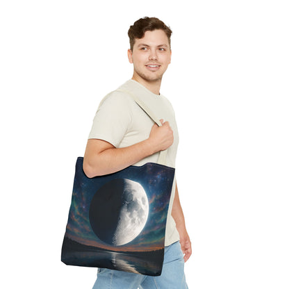 Lunar Dreams Tote Bag, Cosmic Canvas Bag, Astrology Gift, Celestial Purse, Boho Moon Tote, Night Sky Shopping Bag