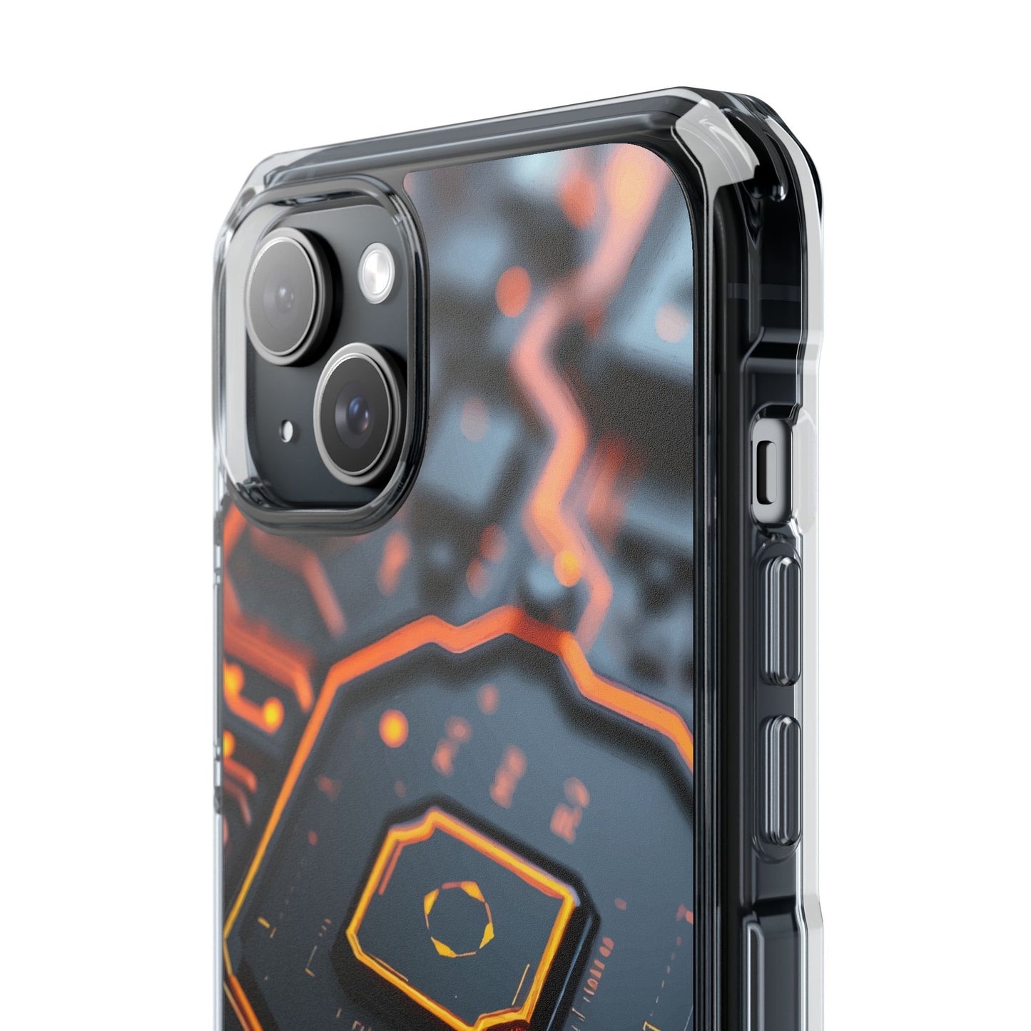 Futuristic Magnetic Phone Case, Clear Impact Case, Stylish Tech Accessory, Gifts for Tech Enthusiasts, Unique Phone Cover
