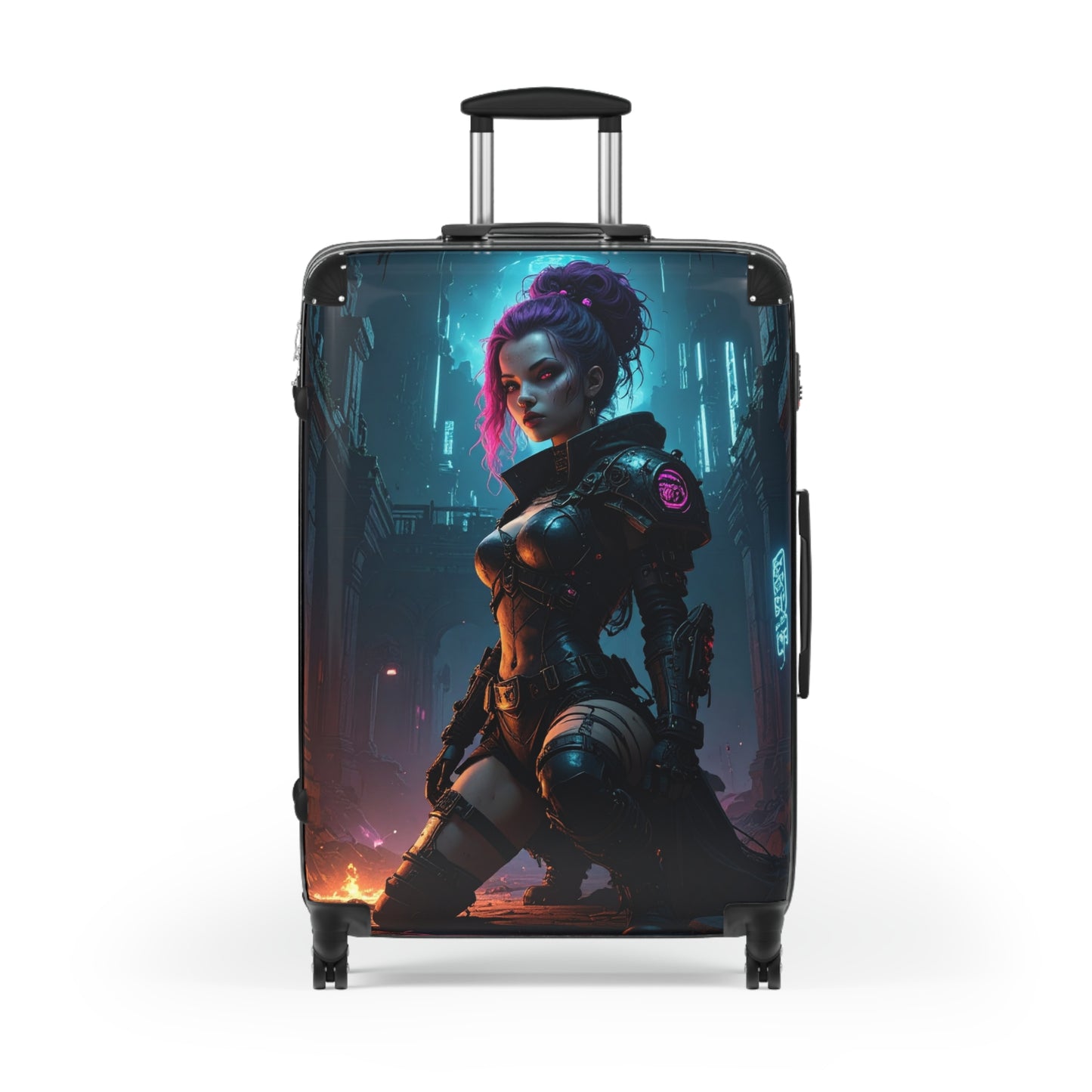 Futuristic Graphic Suitcase, Travel Luggage for Adventurers, Cyberpunk Style Carry-On, Unique Gift for Travelers, Stylish Vacation Bag