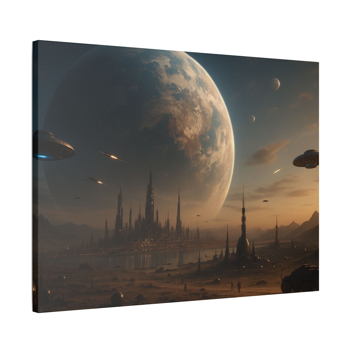 Stretched Canvas Art Print, Sci-Fi Landscape Decor, Galaxy Wall Art, Unique Home Decoration, Gift for Space Lovers