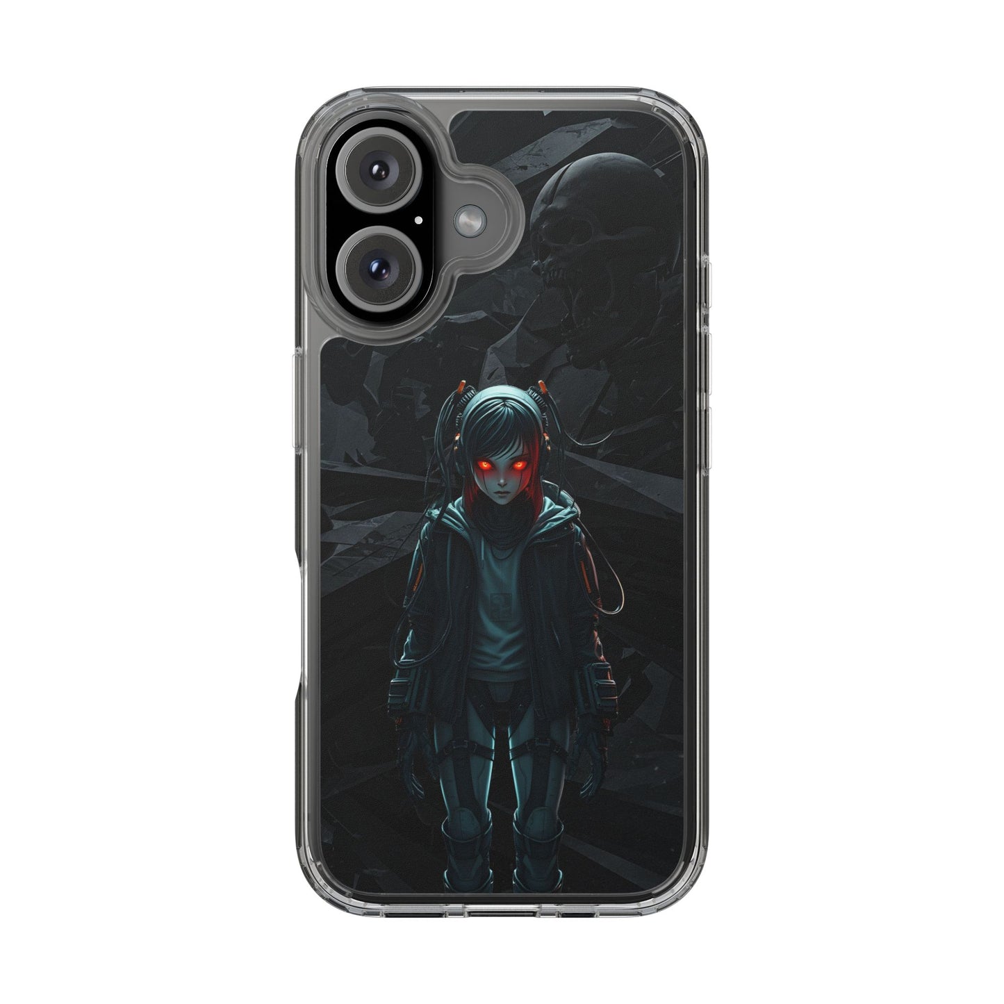 Futuristic Clear Phone Case with Cyberpunk Design - Edgy and Stylish