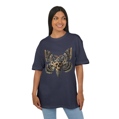 Unisex Oversize Tee with Skull Moth Design - Edgy Graphic Shirt