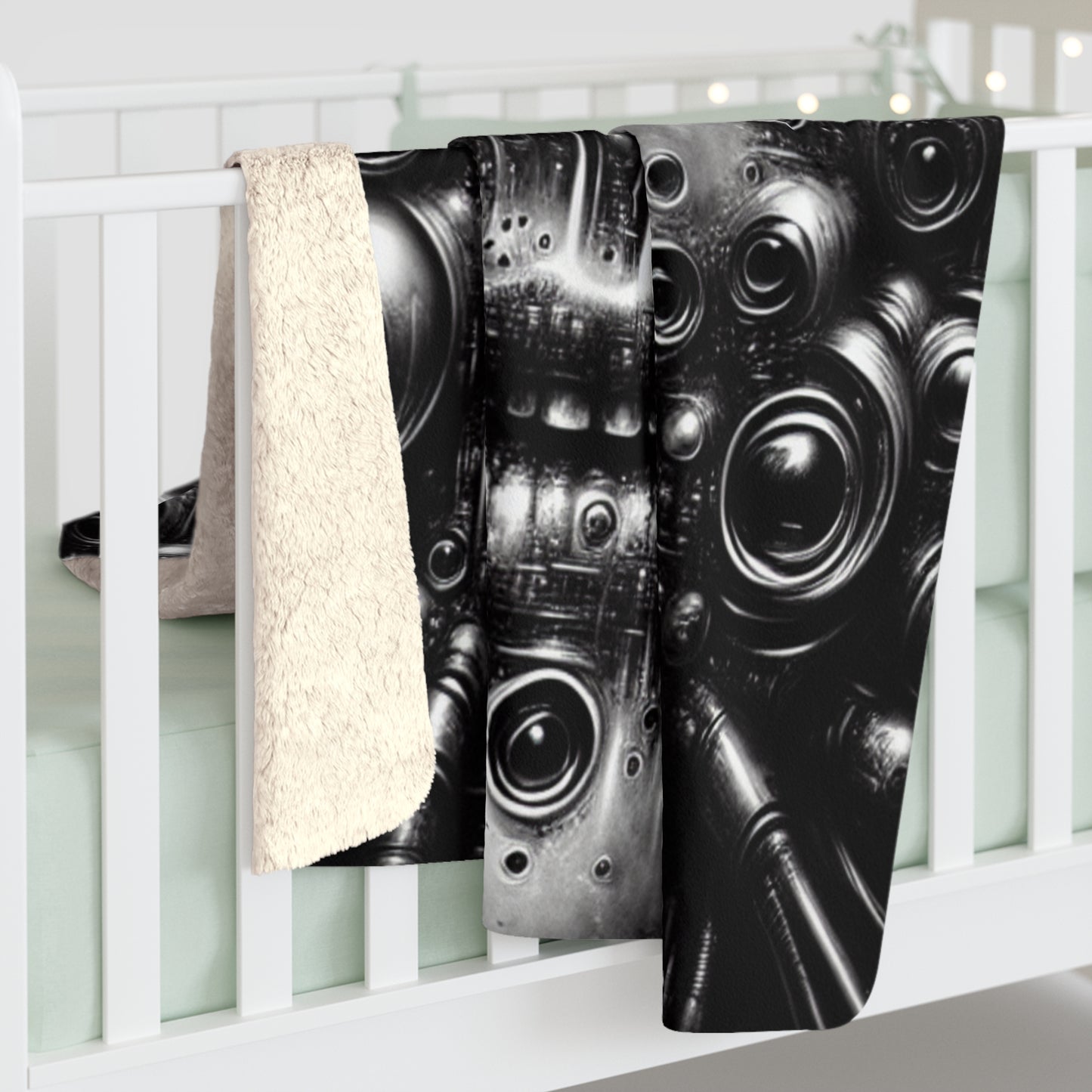 Futuristic Sherpa Fleece Blanket - Metallic Face Design