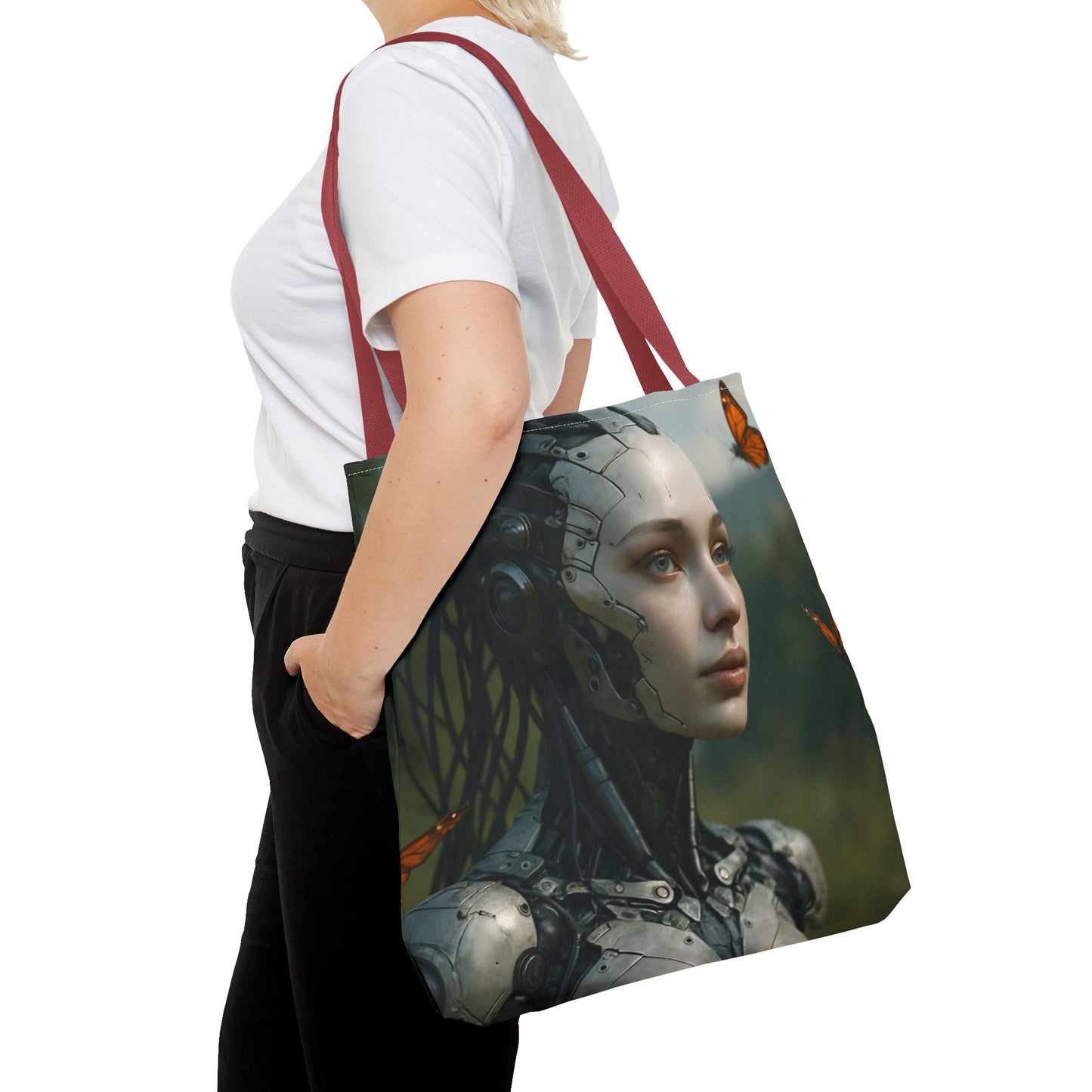 Futuristic Nature-Inspired Tote Bag, Eco-Friendly Bag, Gift for Tech Lovers, Reusable Shopping Bag, Art Tote for Nature Enthusiasts