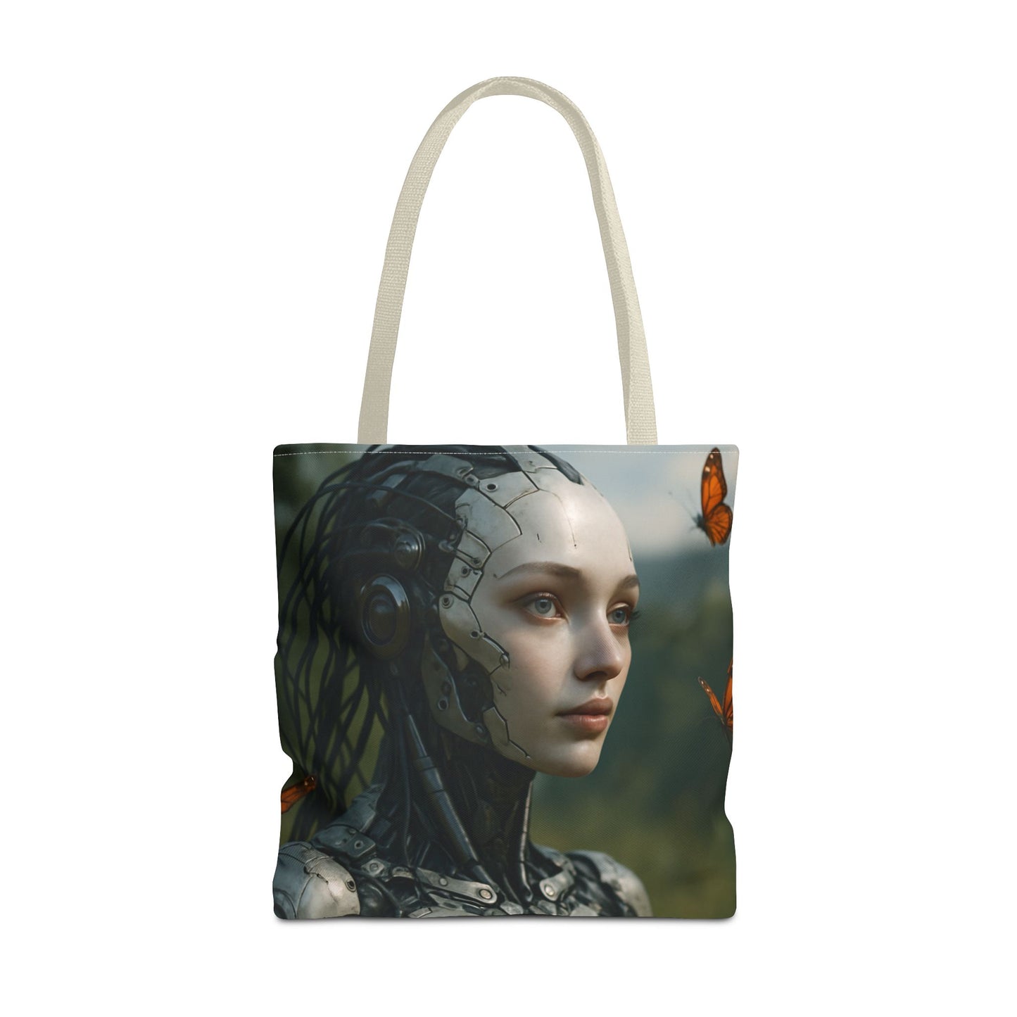 Futuristic Nature-Inspired Tote Bag, Eco-Friendly Bag, Gift for Tech Lovers, Reusable Shopping Bag, Art Tote for Nature Enthusiasts