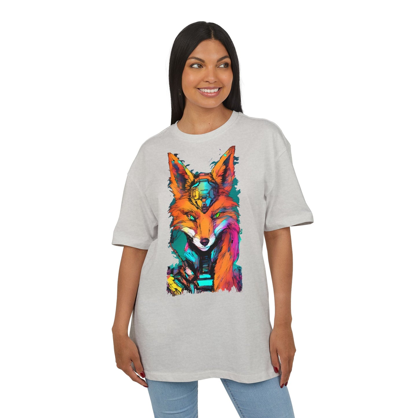 Vibrant Fox Graphic Oversized Tee, Unisex Streetwear Shirt, Unique Gift for Animal Lovers, Casual Wear, Colorful Art Tee