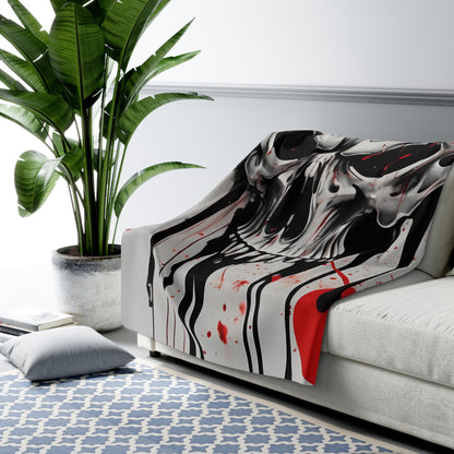 Sherpa Fleece Blanket with Dark Horror Skull Design