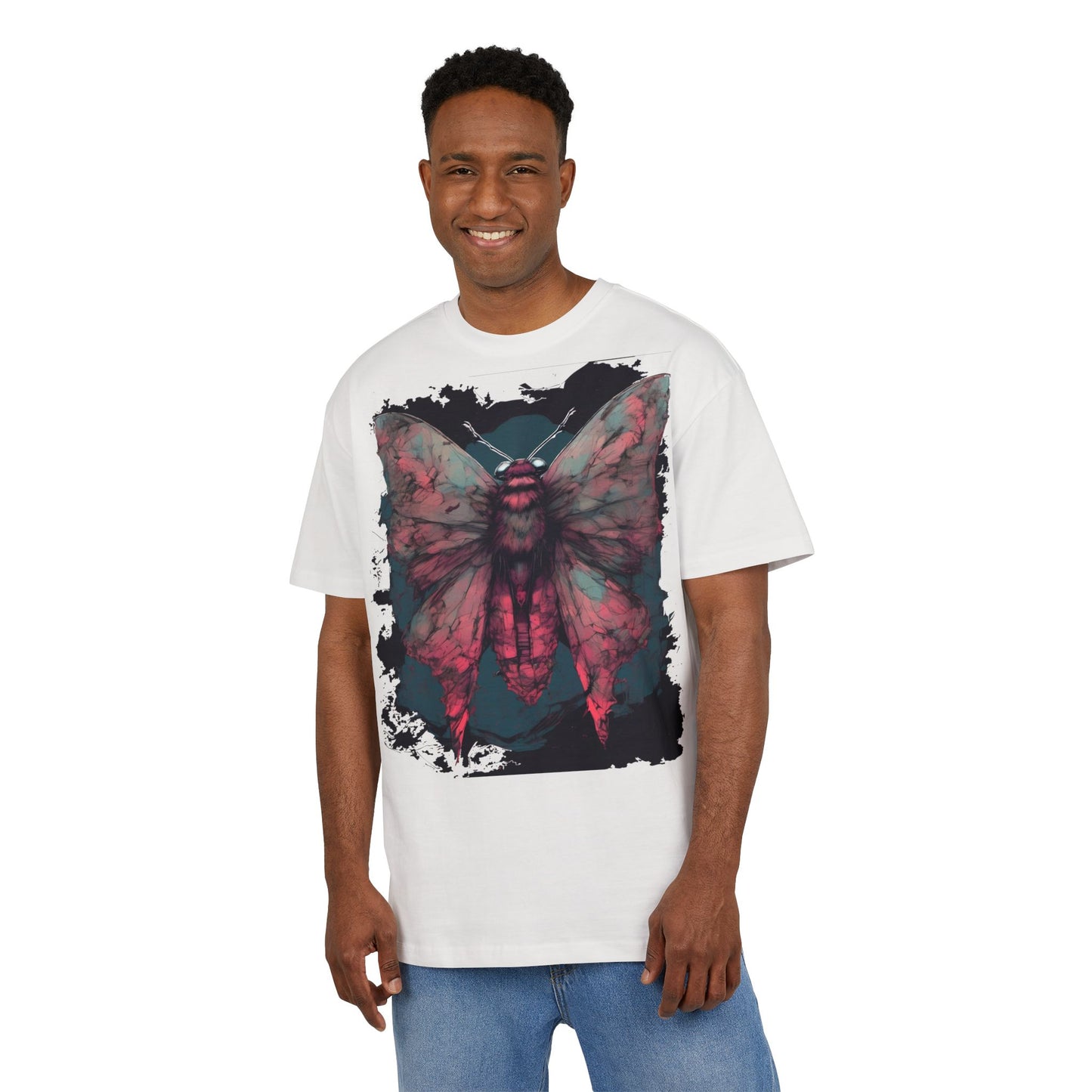 Aesthetic Moth Graphic Oversize Tee, Casual Style Shirt, Unique Gift, Eco-Print Tee, Art Lover Fashion, Nature-Inspired Top