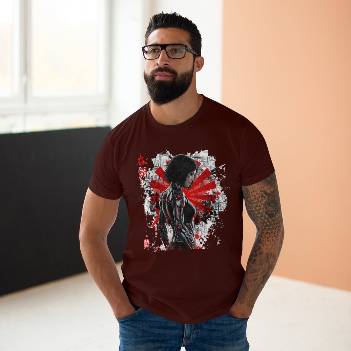 Cyber Samurai Graphic T-Shirt, Unisex Graphic Tee, Anime Shirt, Japanese Art T-Shirt, Gift for Nerds, Cosplay Apparel