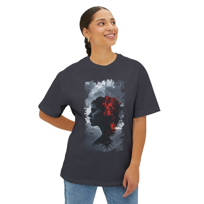 Stylish Oversized Boxy Tee with Artistic Profile Design, Casual Streetwear, Graphic T-shirt, Gift for Art Lovers, Everyday Comfort