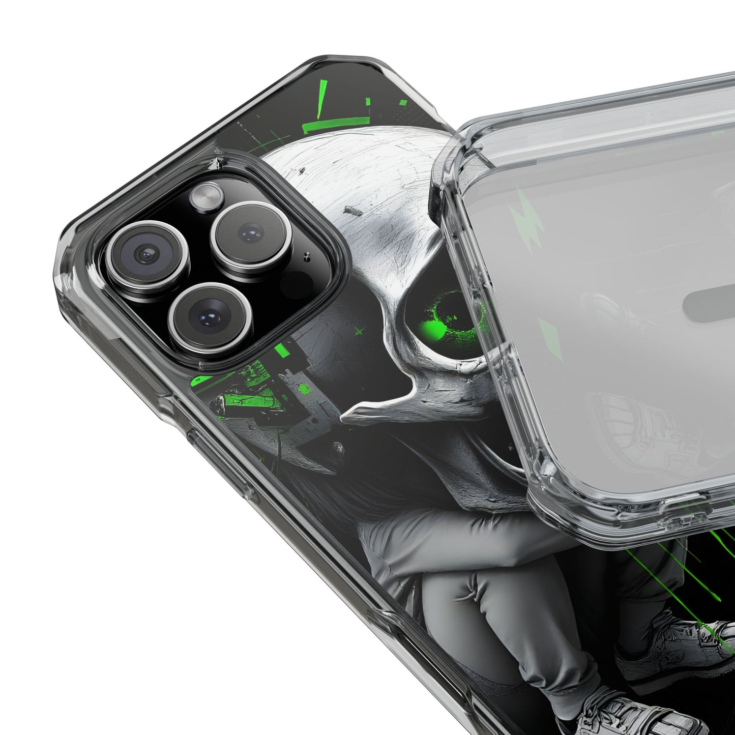 Edgy Skull Phone Case - Magnetic Clear Impact Cases, Unique Phone Cover, Goth Accessory, Halloween Gift, Stylish Tech Protection