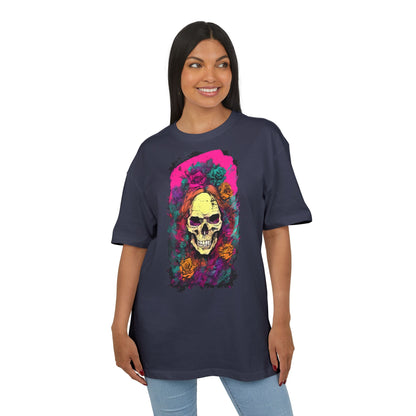 Skull Floral Oversize Tee - Graphic T-Shirt for Halloween, Festival Wear, Unisex Casual, Unique Gift