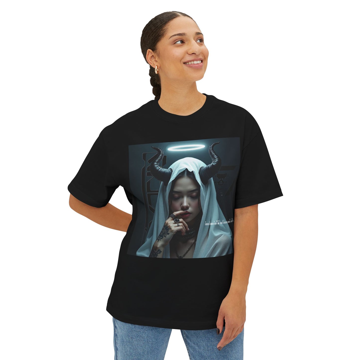 Gothic Inspired Oversized Tee - Perfect for Halloween, Music Festivals, Casual Wear, Alternative Fashion, Unique Gift Ideas