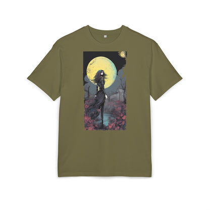 Moonlit Witch Oversize Tee, Cozy Casual Wear, Halloween Outfit, Gothic Style, Gift for Her, Everyday Fashion