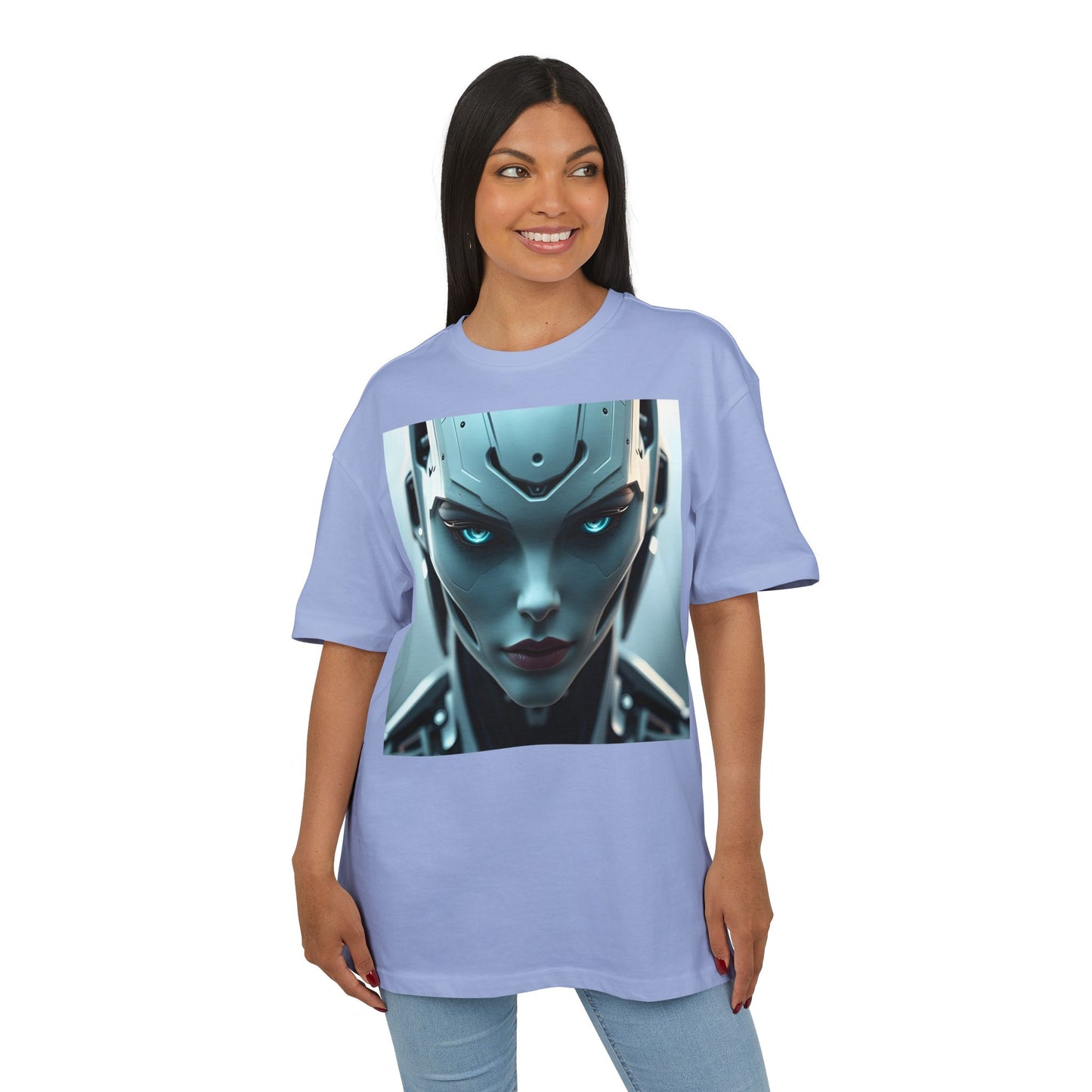 Futuristic Robot Oversize Tee, Cyberpunk Fashion, Unisex Graphic T-Shirt, Tech-Inspired Apparel, Unique Gift for Geeks