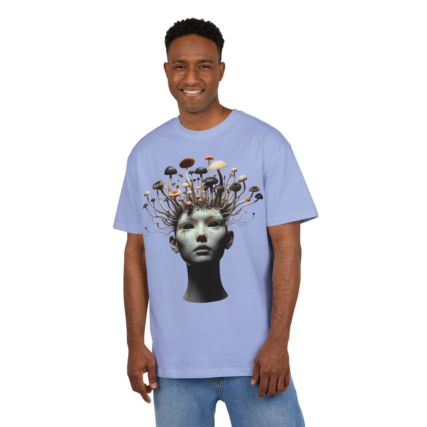 Unisex Heavy Oversize Tee - Artistic Mushroom Graphic Tee