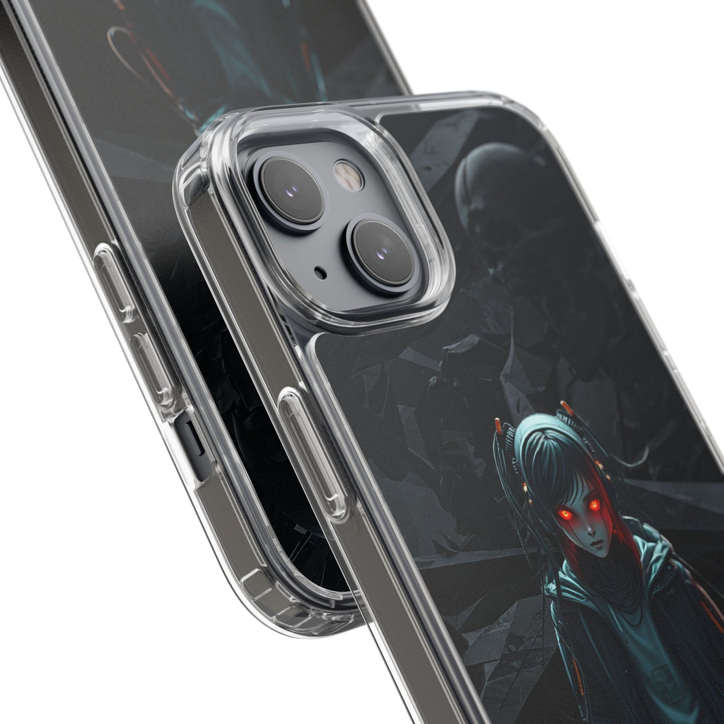 Futuristic Clear Phone Case with Cyberpunk Design - Edgy and Stylish