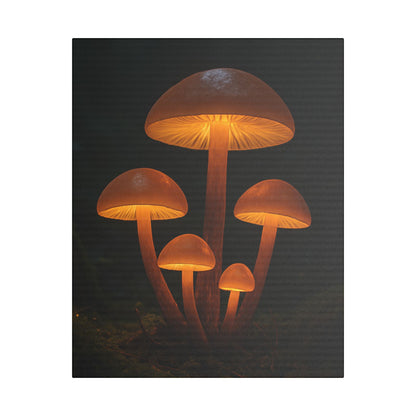 Illuminated Mushroom Art Canvas, Wall Decor, Nature Inspired, Cozy Home Art, Gifts for Nature Lovers, Unique Wall Hanging