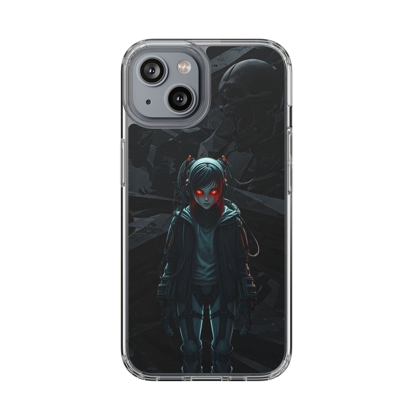 Futuristic Clear Phone Case with Cyberpunk Design - Edgy and Stylish
