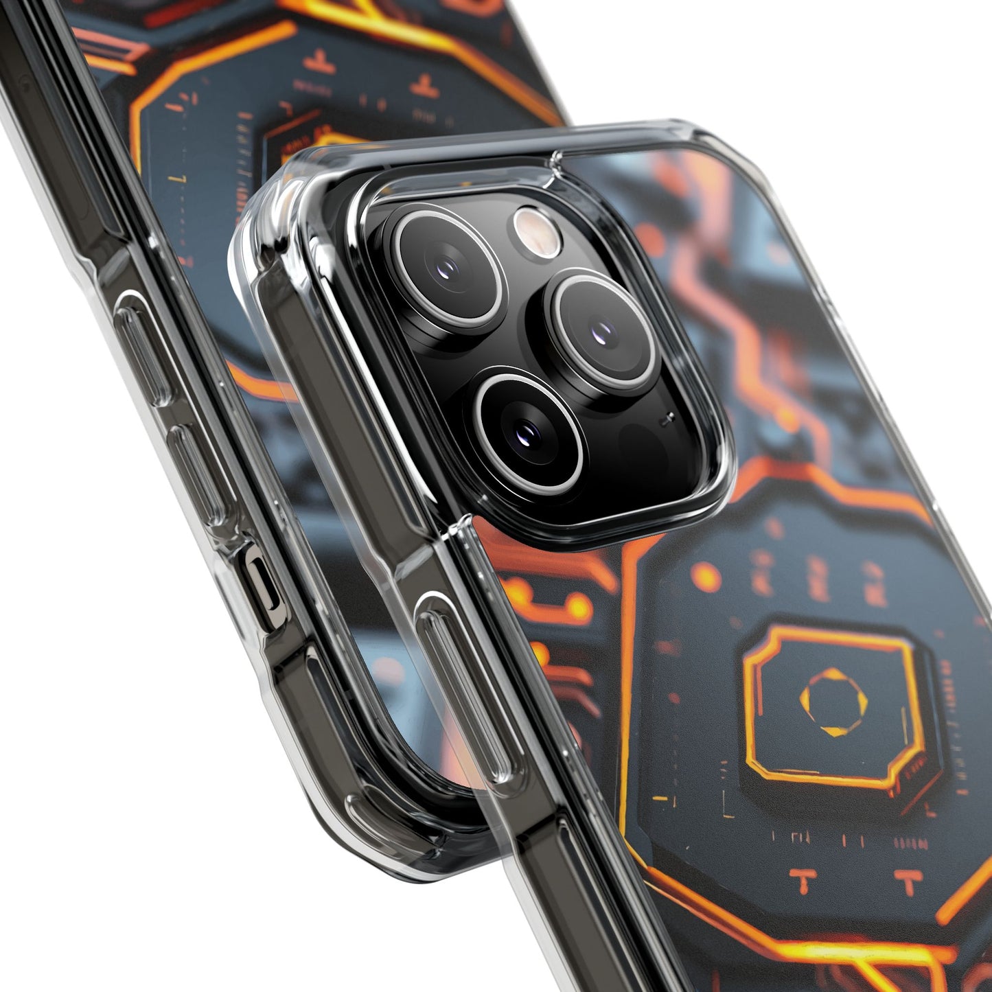 Futuristic Magnetic Phone Case, Clear Impact Case, Stylish Tech Accessory, Gifts for Tech Enthusiasts, Unique Phone Cover
